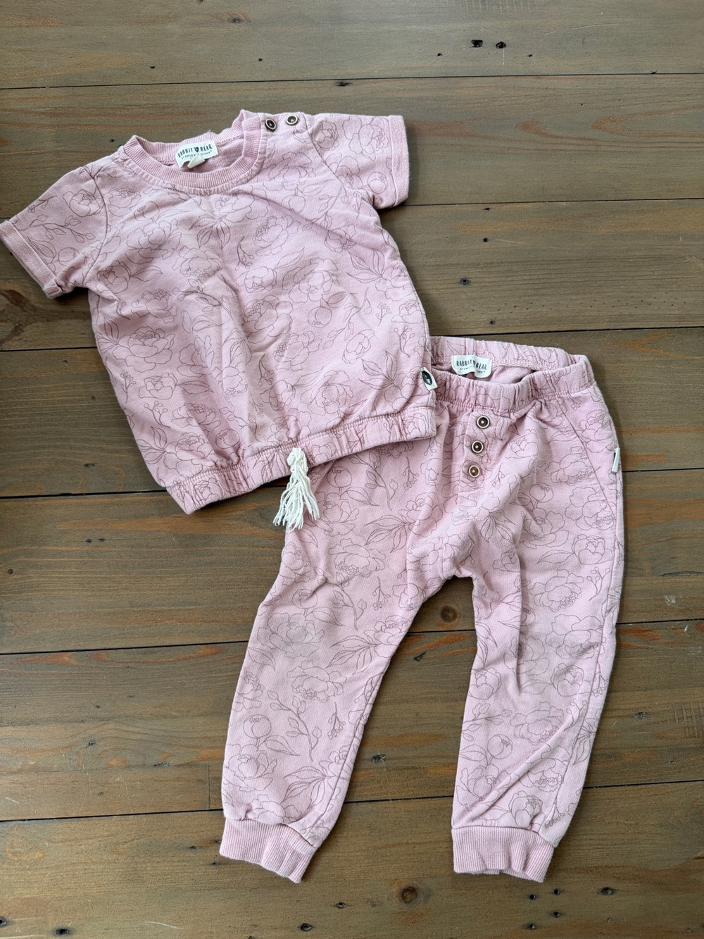 Rabbit + Bear Pink Floral Two-Piece Baby Set - 2T